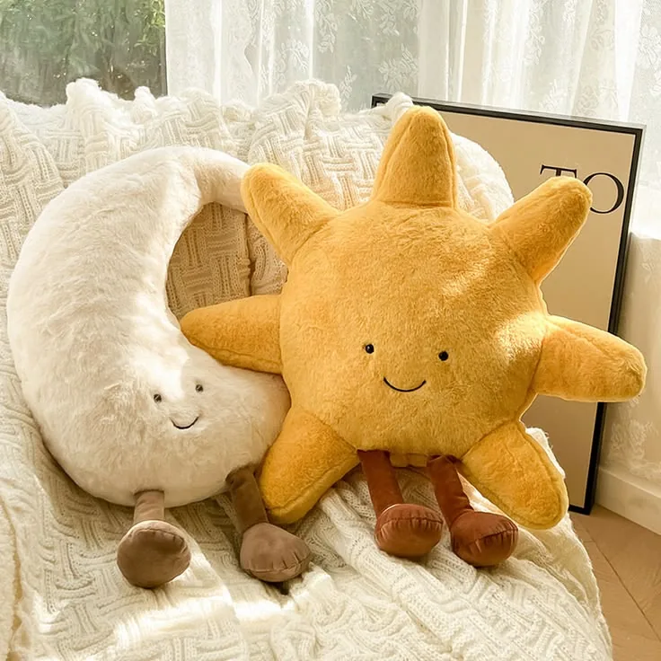 White moon and yellow sun plush