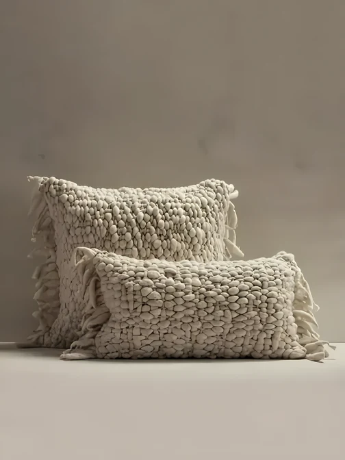Textured cream cushions