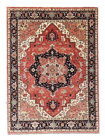 Red medallion rug, full view