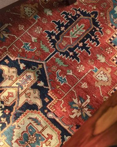 Close-up of a red medallion