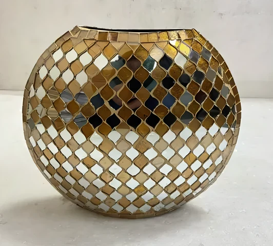 Round gold mosaic vase