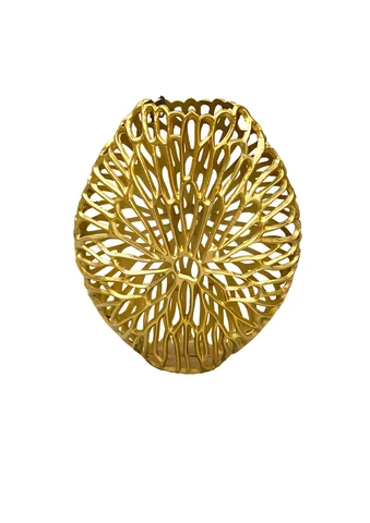 Pierced gold metal vase