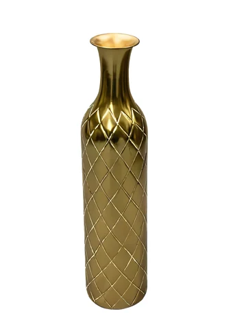 Tall etched gold bottle vase